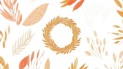 Abstract floral wreath pattern on white background. Possible use Print design, wallpaper, fabric, wrapping paper
