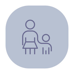 Simple line icon of parent holding hand of child, symbolizing family connection and support. Ideal for use in educational or family-oriented contexts