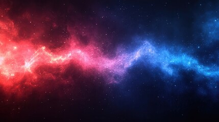 Naklejka premium Vibrant cosmic nebula: red and blue galactic dust and stars in deep space