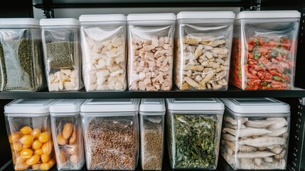 Organized Storage of Various Dried Ingredients in Transparent Containers