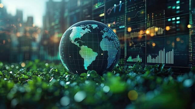 Sustainability data visualizations showcasing environmental data and sustainability trends, offering visual insights into the state of global sustainability efforts and encouraging r