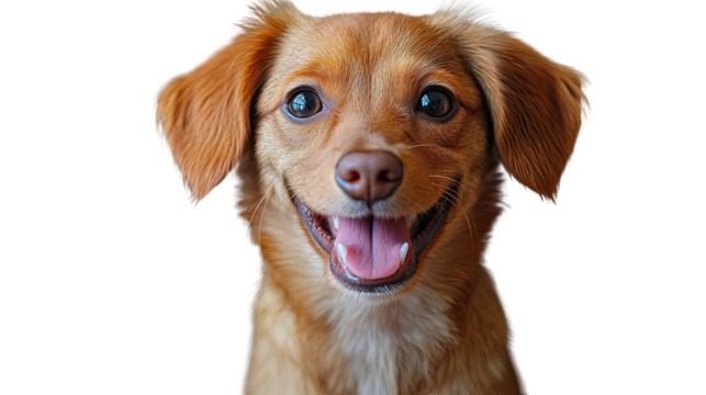 Joyful Canine Portrait: A close-up shot of a happy, adorable dog with a warm, inviting smile, capturing the essence of unconditional love and companionship.
