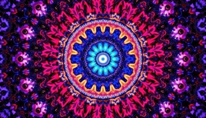Vibrant mandala art display abstract gallery digital artwork colorful pattern centered view visual harmony