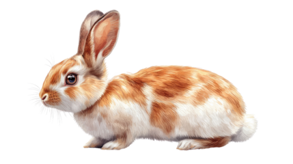 Adorable Rabbit Portrait: A charming illustration of a fluffy rabbit, showcasing its captivating eyes, long ears, and soft fur, ideal for springtime imagery, pet-related content, or Easter promotions.