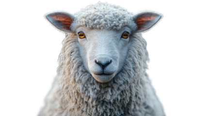 Woolly Sheep Portrait: A close-up portrait of a fluffy sheep with soft, textured wool, depicted in lifelike detail, showcasing the animal's gentle expression and inviting eyes.