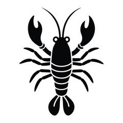 red crawfish silhouette vector art 