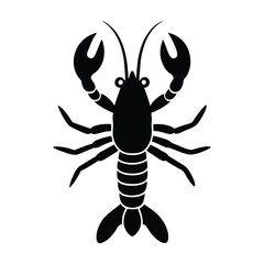 red crawfish silhouette vector art 