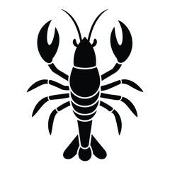 red crawfish silhouette vector art 