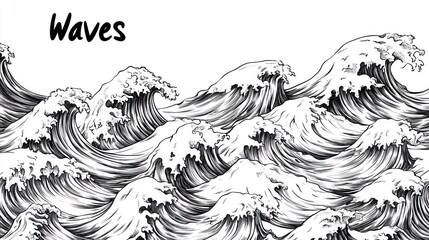 Fototapeta premium Detailed graphic of stylized ocean waves
