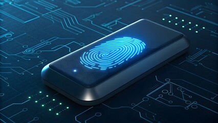 Modern Fingerprint Scanner on Circuit Board Background
