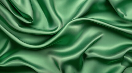 Fototapeta premium Green silk satin fabric abstract background.AI Generative.
