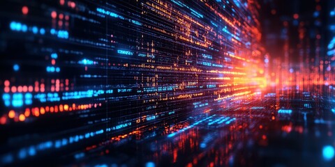 Colorful abstract representation of digital data flow in a futuristic environment from a technology perspective