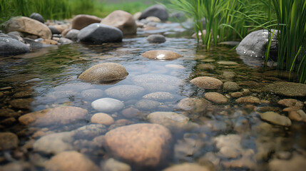 Serene Stream with Smooth Stones