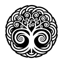 A filled style icon of swirl tree symbol