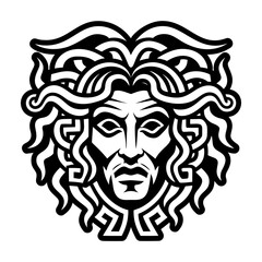 A solid style icon of dionysus mask symbol