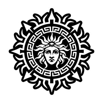 A filled style icon of helios symbol