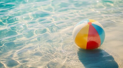 Obraz premium Colorful beach ball in shallow water