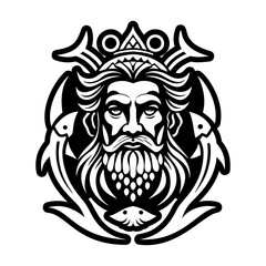 Poseidon fish icon in glyph style