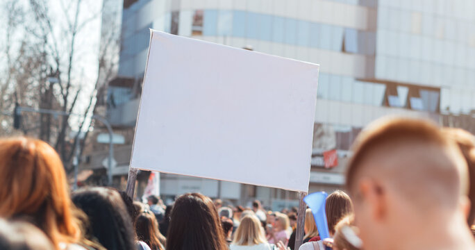 Blank placard mockup on political protest