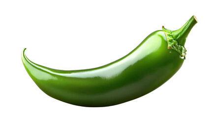 Vibrant Green Chili: A single, radiant green chili pepper, showcasing its sleek form and vivid color, stands out, perfect for culinary themes.