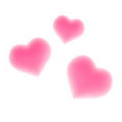 Pink powder hearts print. Three pink hearts on transparent background PNG.