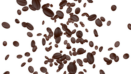 Flying coffee beans on transparent background png.