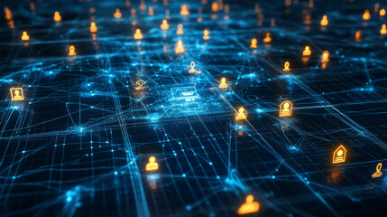 Obraz premium A 3D-rendered illustration represents the concept of CRM in the context of business, technology, and digital networking strategies