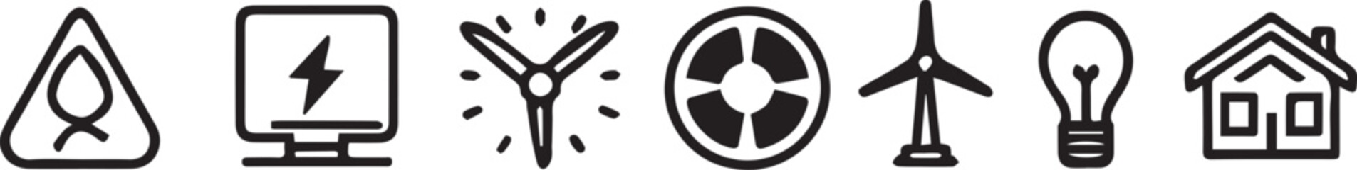 green energy solar and wind energy icon set