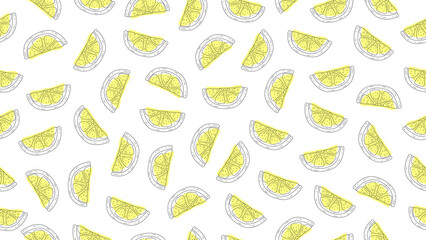 Lemon seamless pattern. Lemon doodle art hand drawn background