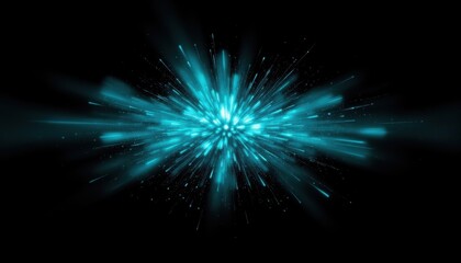Fototapeta premium Dynamic blue explosion effect digital space graphic design abstract background eye-level view creative concept