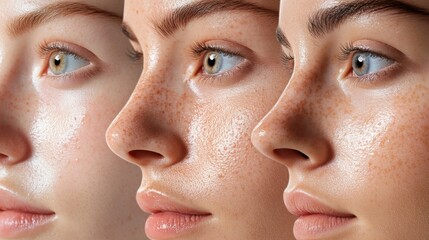 A transformation series showing skin texture improving after consistent exfoliation and hydration.