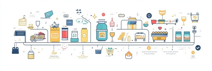 Exploring efficient grocery order flow from selection to delivery with a modern infographic design