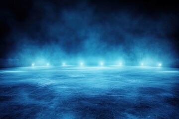 Obraz premium Dark blue smoky stage with lights.