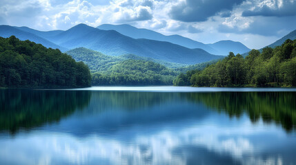 Fototapeta premium The serene beauty of the mountains takes your breath away with every view.