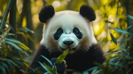 Fototapeta premium Adorable Panda in Bamboo Forest