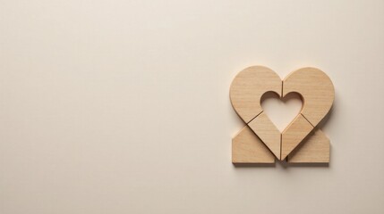 Obraz premium Wooden heart puzzle pieces form a symbol of love and unity on a neutral background
