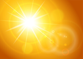 Obraz premium Golden sunlight with glare effect. Gold flare effect