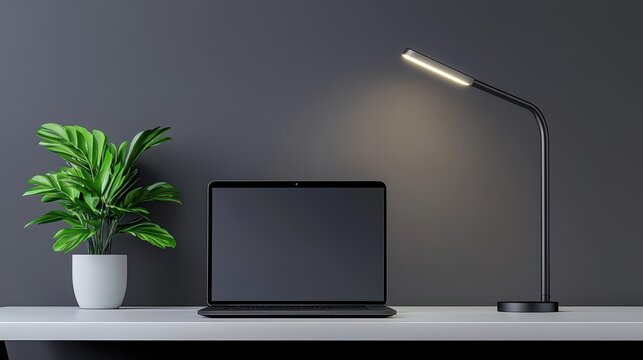 A single LED desk lamp with adjustable brightness in a contemporary workspace