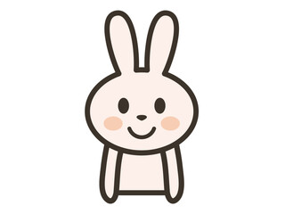 笑顔で正面を向くかわいいうさぎさんの上半身イラスト