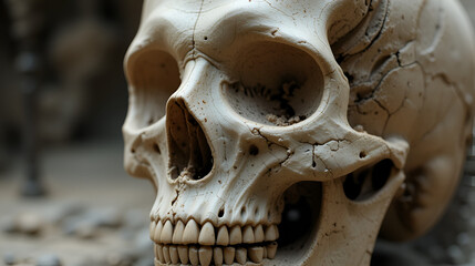 Bones of human skull for studying. Human skull