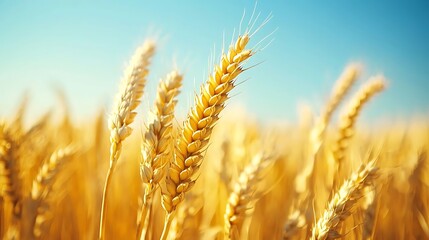 Fototapeta premium Golden Wheat Field Under Sunny Sky