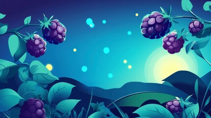 Enchanted Nighttime Berries and Leaves