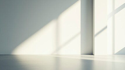 White wall with light and shadow on the floor