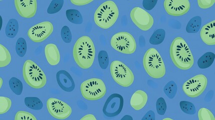 Beautiful Kiwi Fruit Slices Seamless Pattern Design