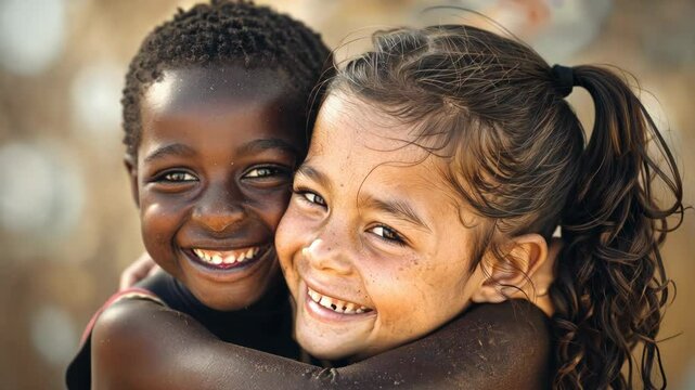 Young friends from different backgrounds smile together, celebrating unity on Friendship Day