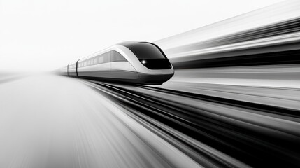 Obraz premium Modern train high-speed motion on blurred tracks