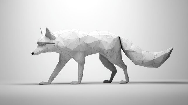 Low poly fox sculpture