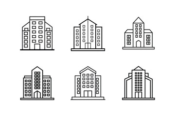apartment building line art vector illustration