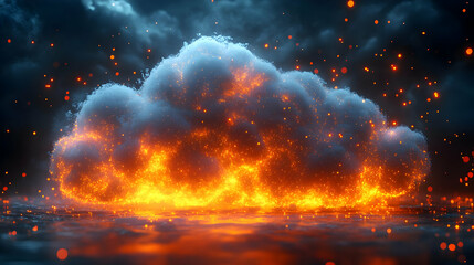 Obraz premium Fiery Cloud Formation in a Dark Night Sky