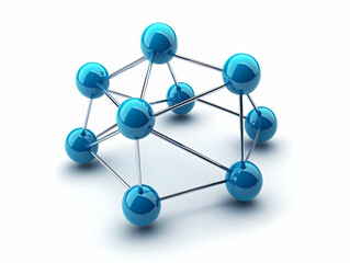 Fototapeta premium A 3D illustration of interconnected blue spheres representing molecular structures in scientific research and technology.